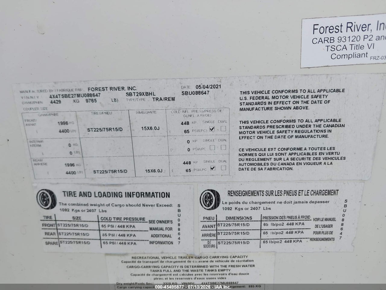 2021 FOREST RIVER SALEM LAMINATED TOWA   thumbnail 10