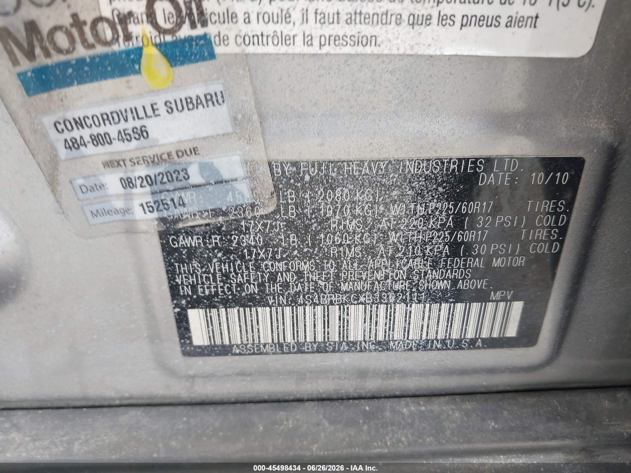 2011 SUBARU OUTBACK 2.5I LIMITED thumbnail 10