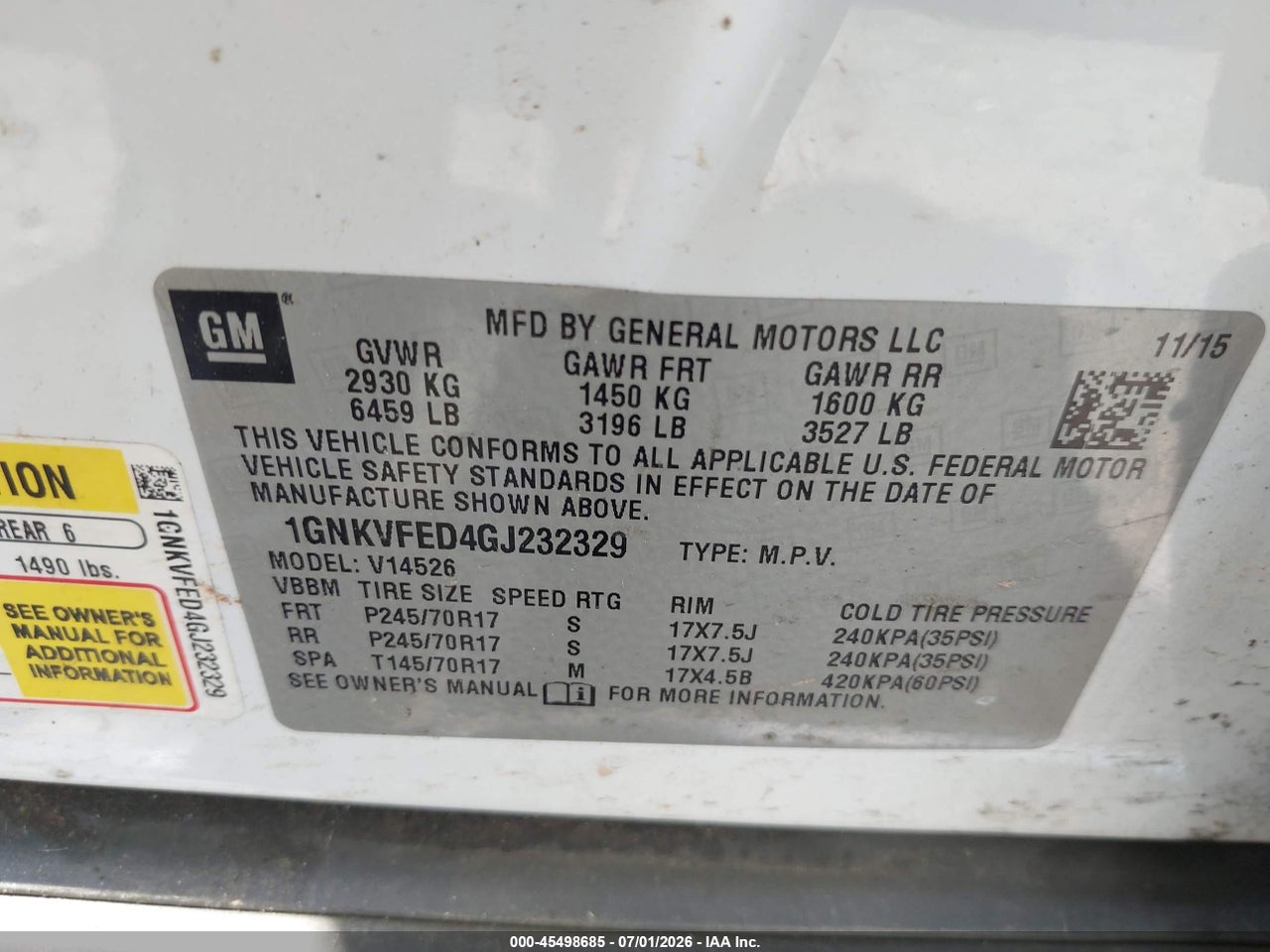 2016 CHEVROLET TRAVERSE LS thumbnail 10
