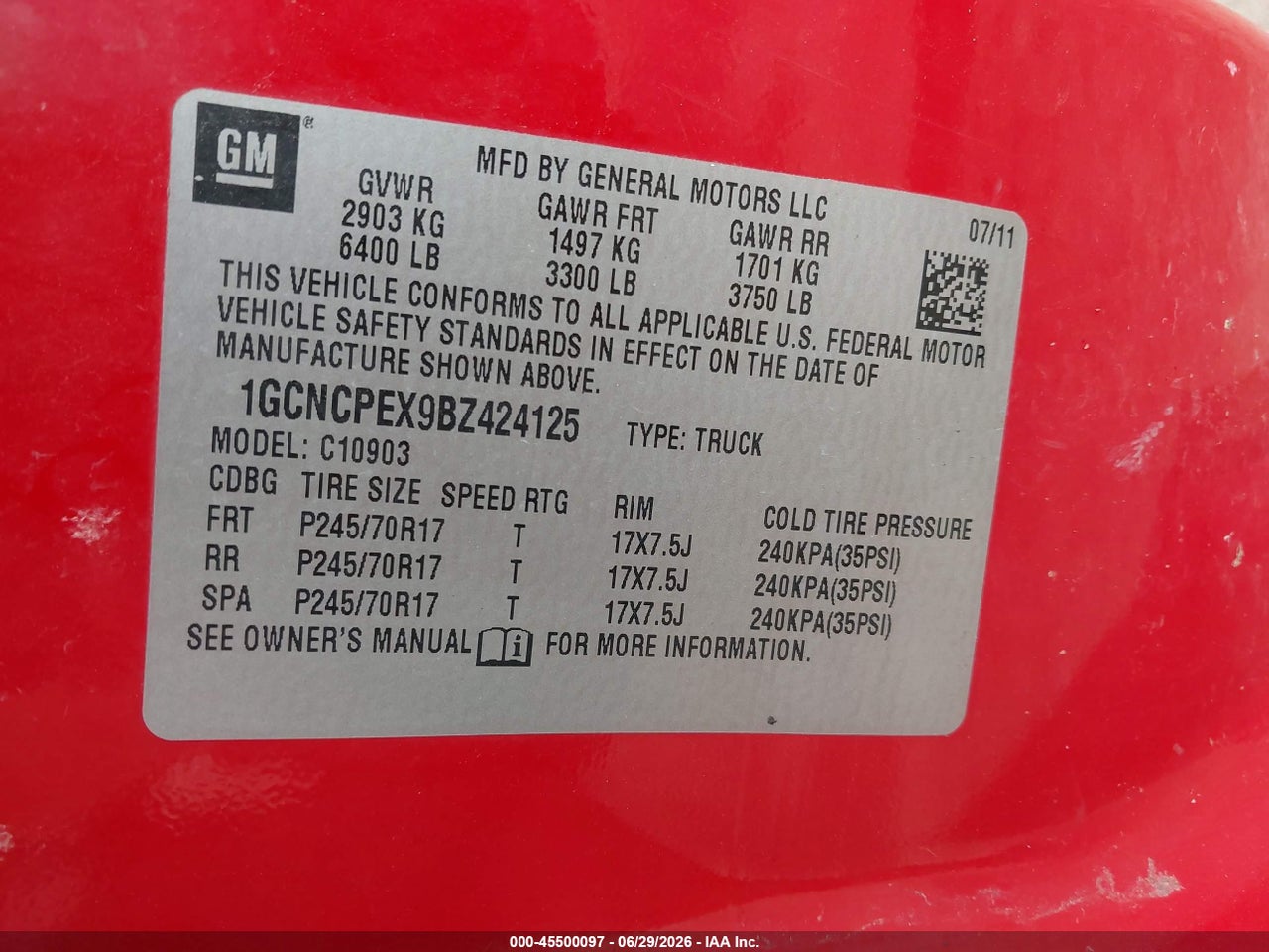 2011 CHEVROLET SILVERADO 1500 WORK TRUCK thumbnail 10