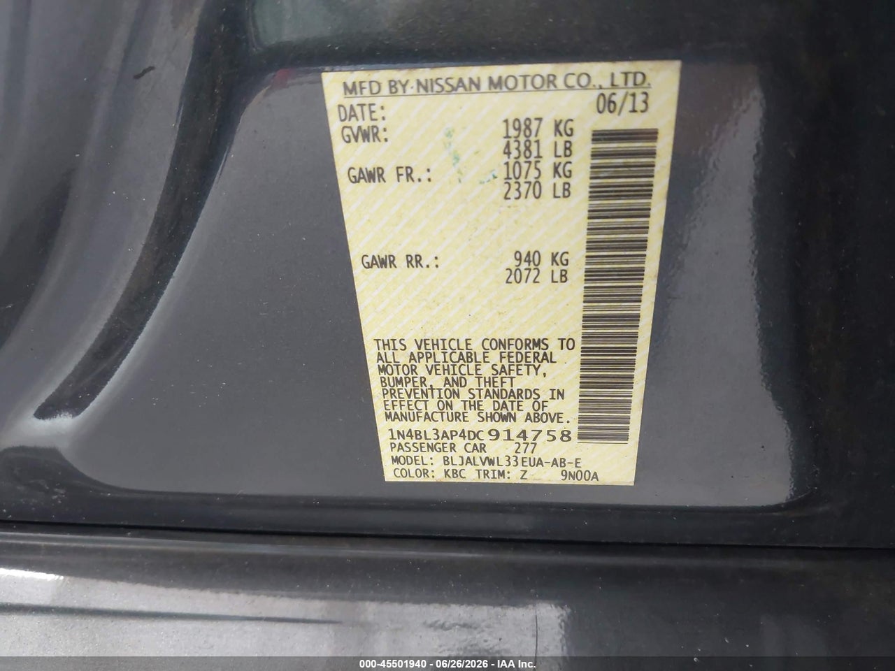 2013 NISSAN ALTIMA 3.5 SL thumbnail 10