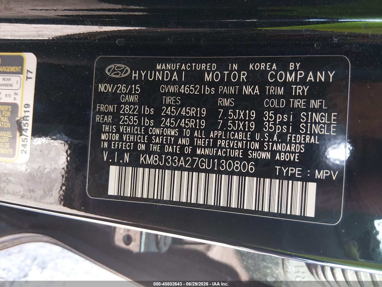 2016 HYUNDAI TUCSON LIMITED thumbnail 10