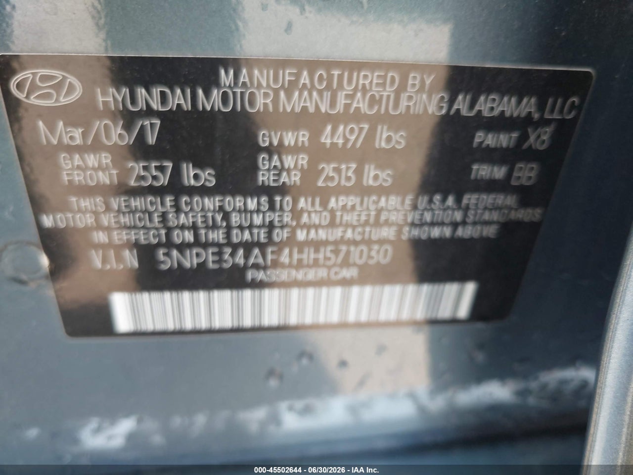 2017 HYUNDAI SONATA LIMITED thumbnail 10