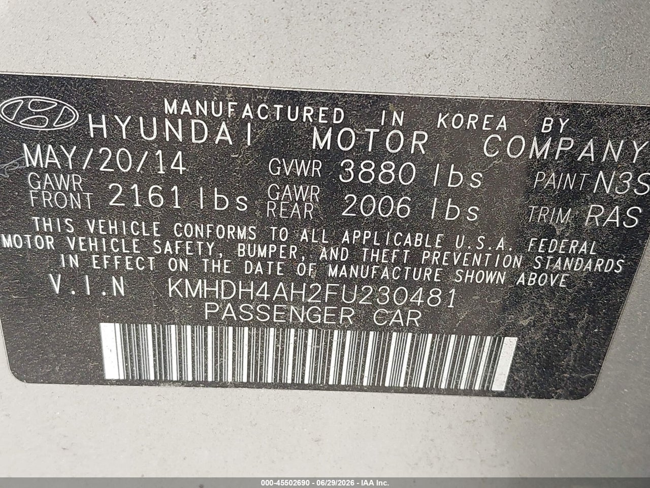 2015 HYUNDAI ELANTRA SPORT thumbnail 10