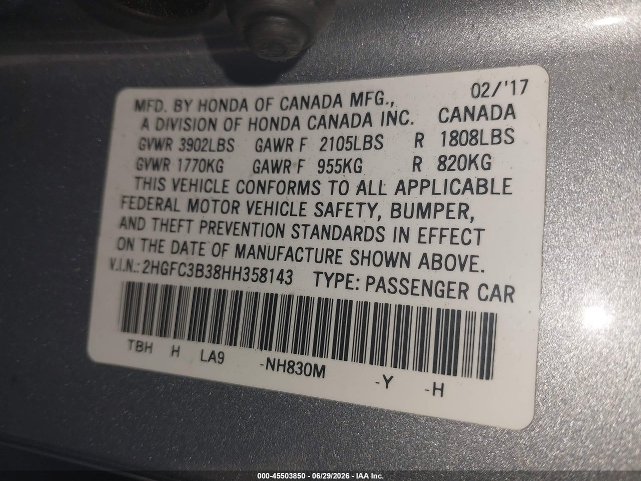 2017 HONDA CIVIC EX-T thumbnail 10