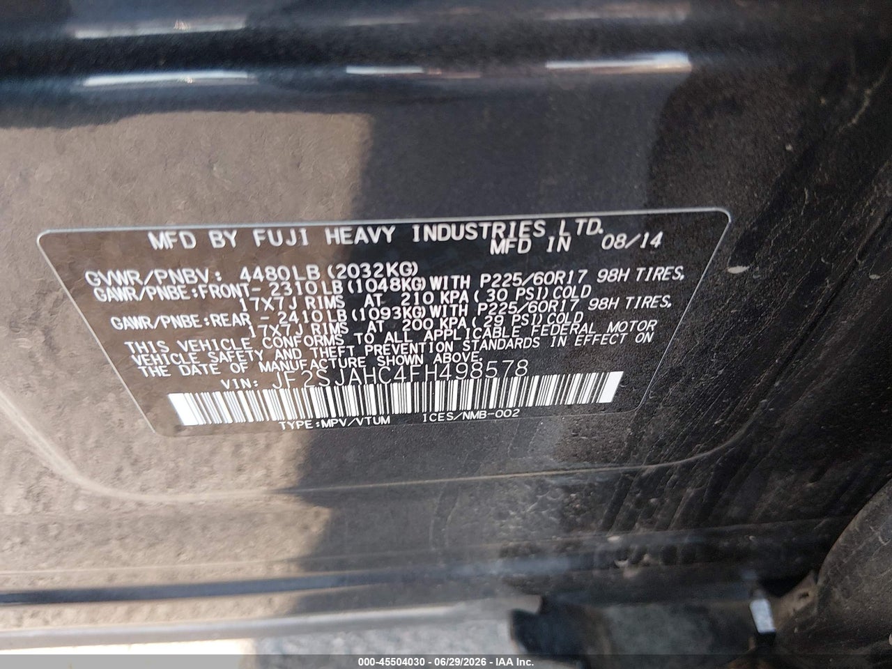 2015 SUBARU FORESTER 2.5I LIMITED thumbnail 10