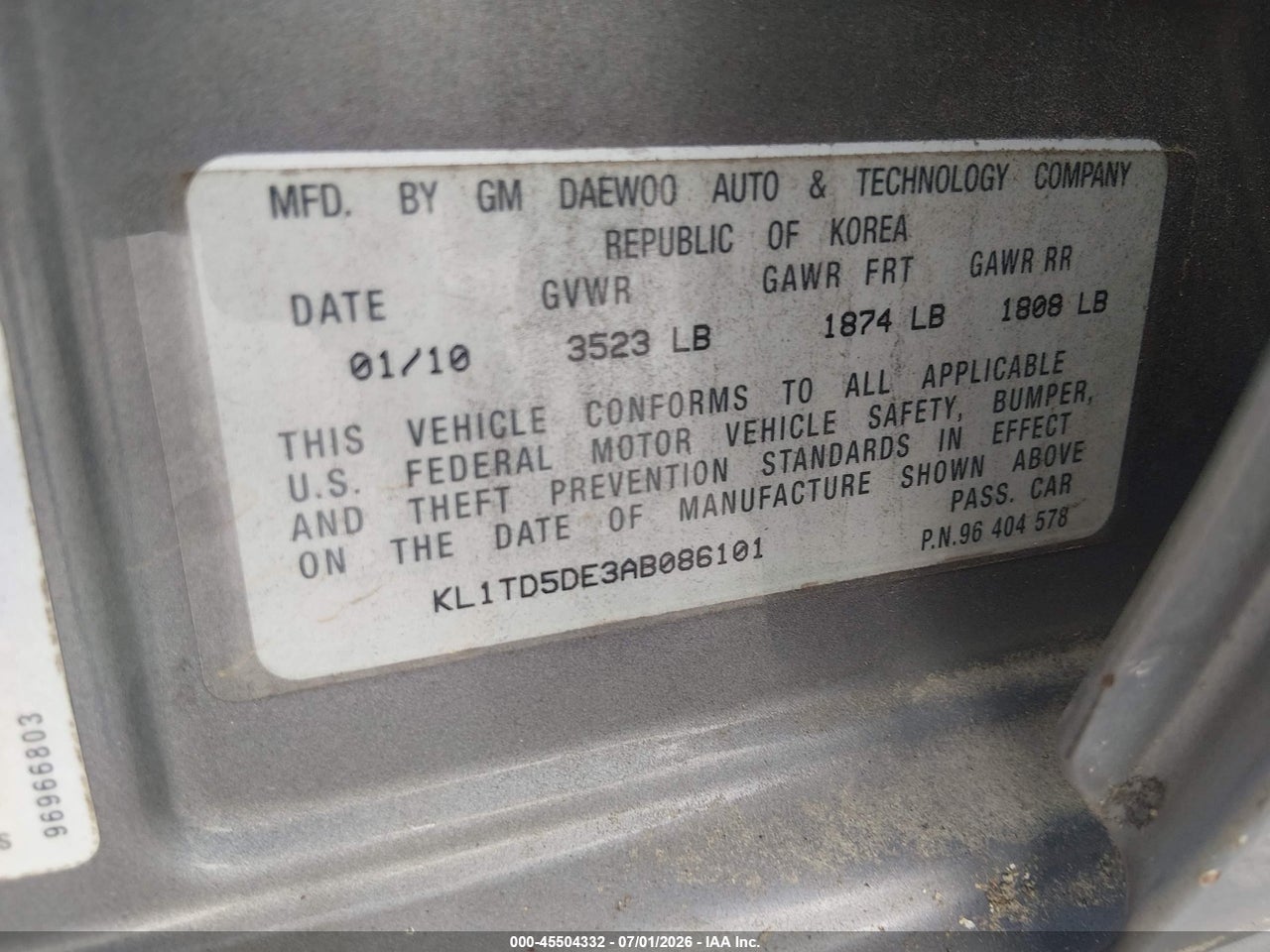2010 CHEVROLET AVEO LT thumbnail 10