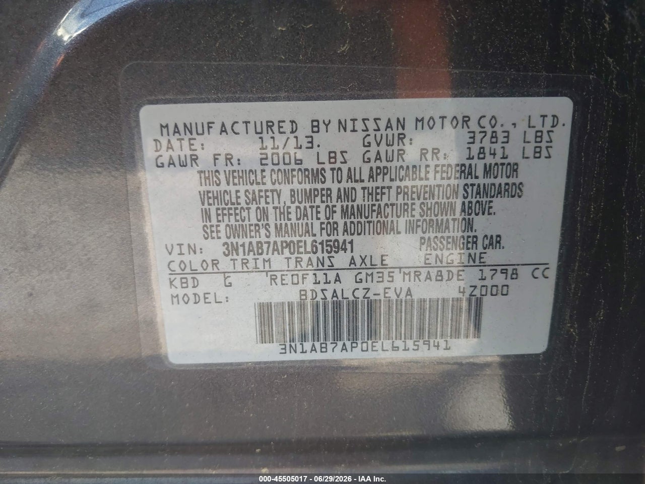 2014 NISSAN SENTRA S thumbnail 10