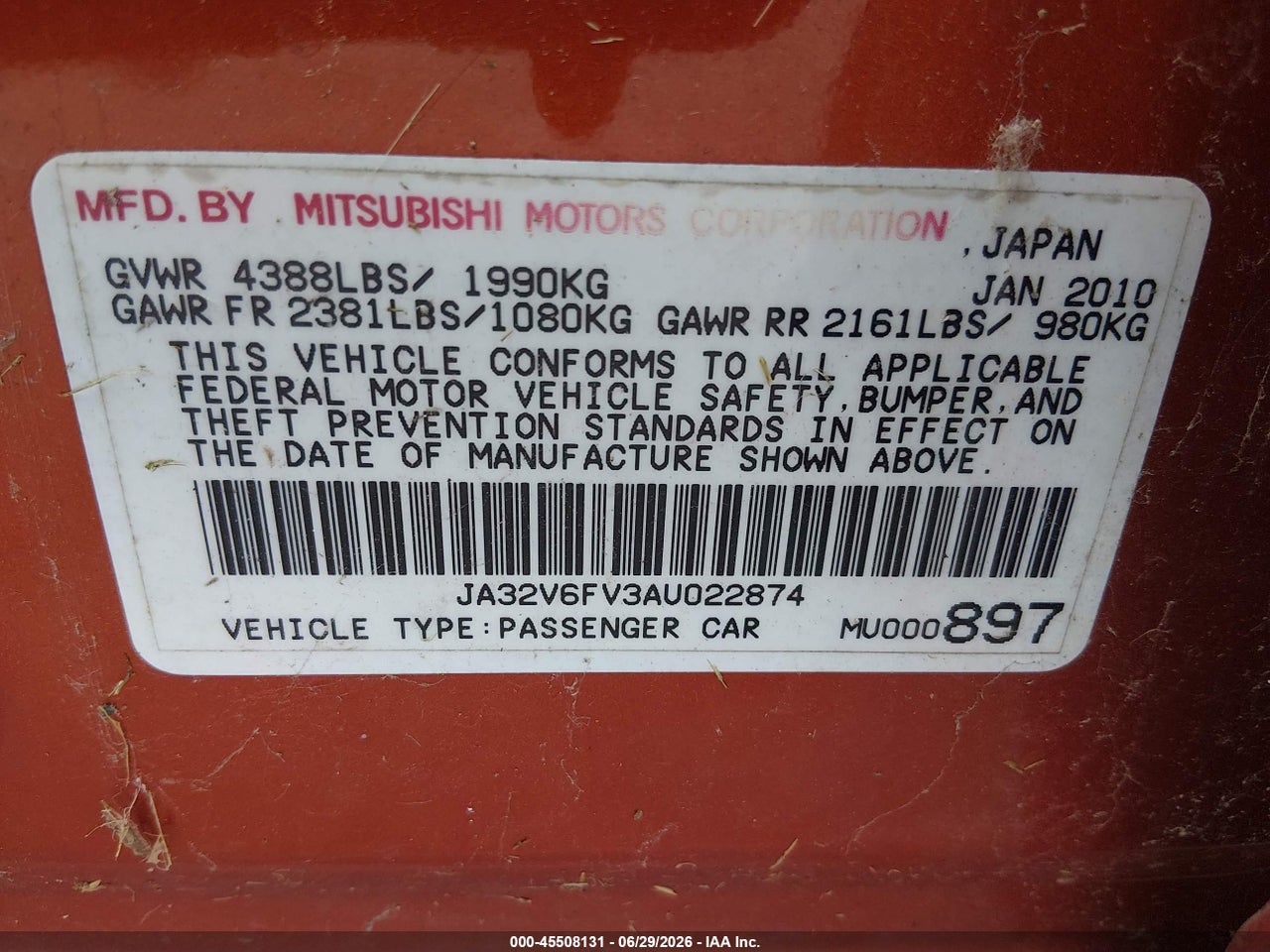 2010 MITSUBISHI LANCER RALLIART thumbnail 10
