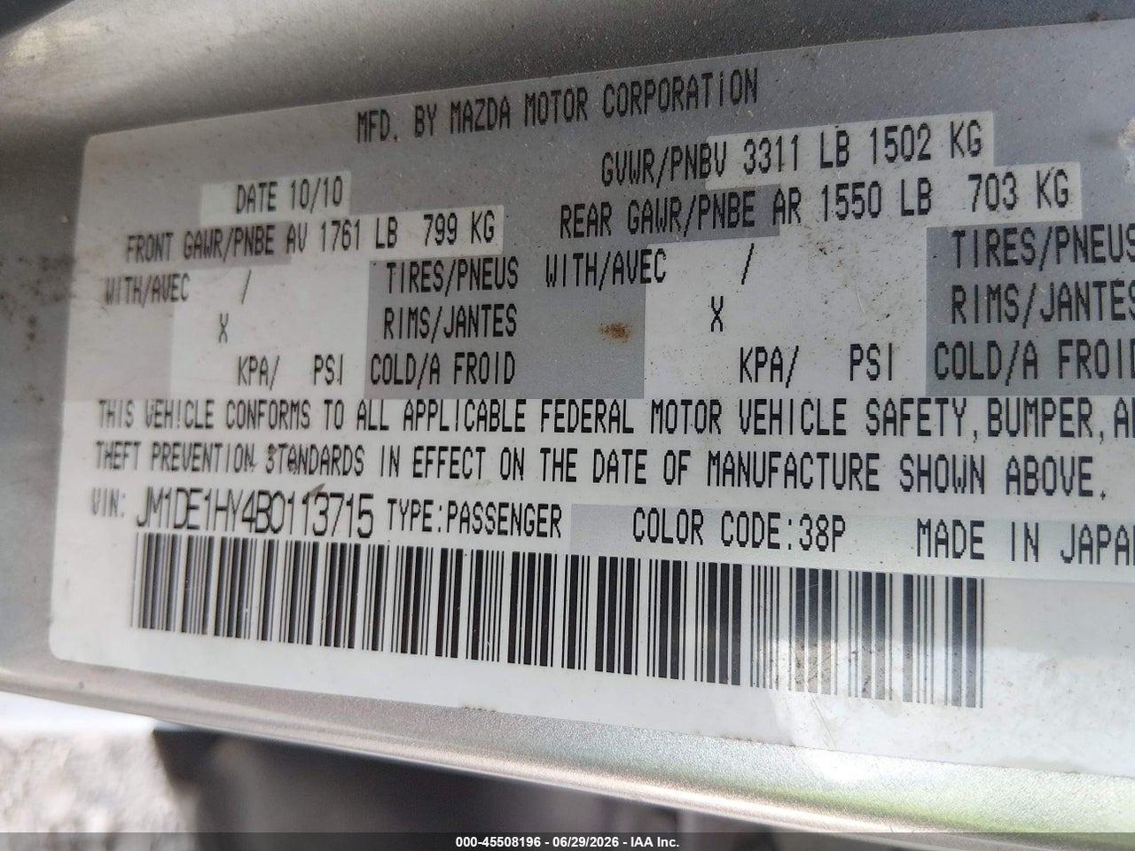 2011 MAZDA MAZDA2 TOURING thumbnail 10