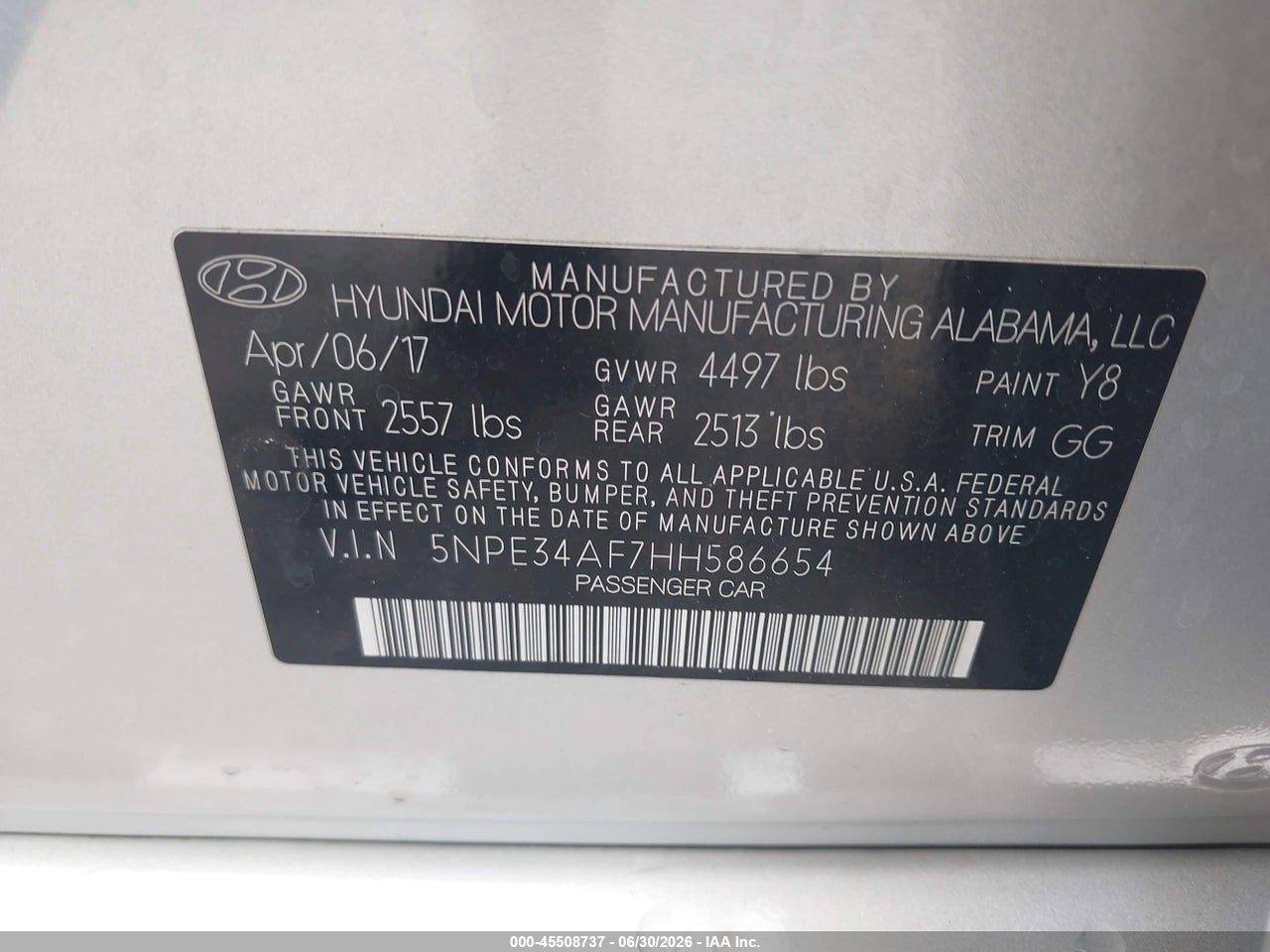 2017 HYUNDAI SONATA LIMITED thumbnail 10