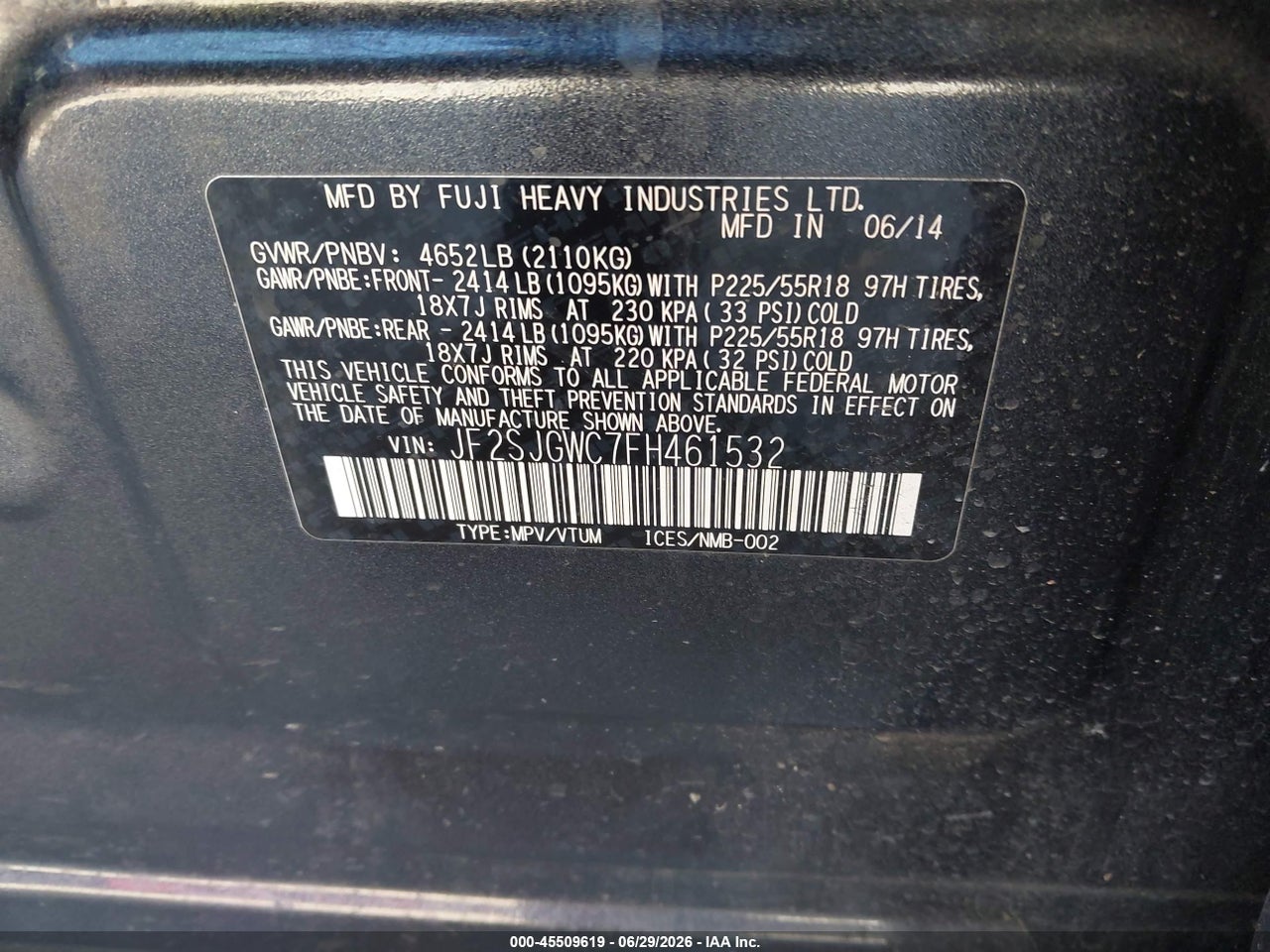 2015 SUBARU FORESTER 2.0XT TOURING thumbnail 10
