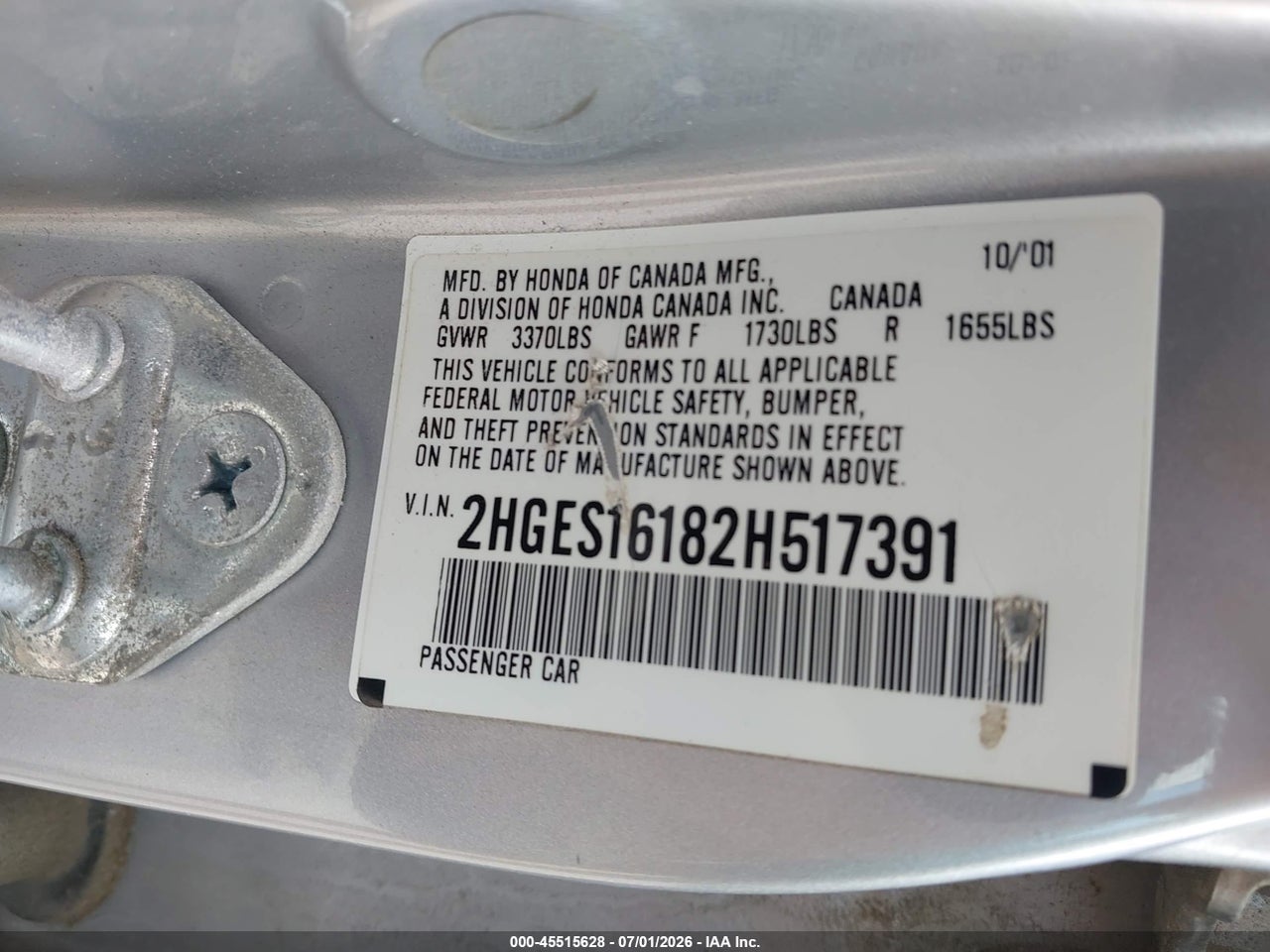 2002 HONDA CIVIC DX thumbnail 10