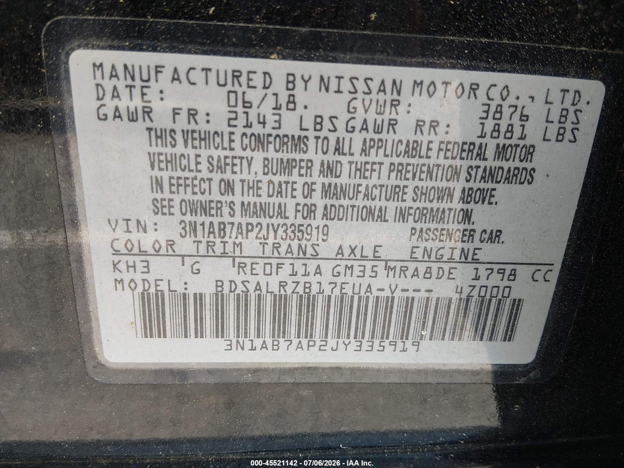 2018 NISSAN SENTRA SR thumbnail 10