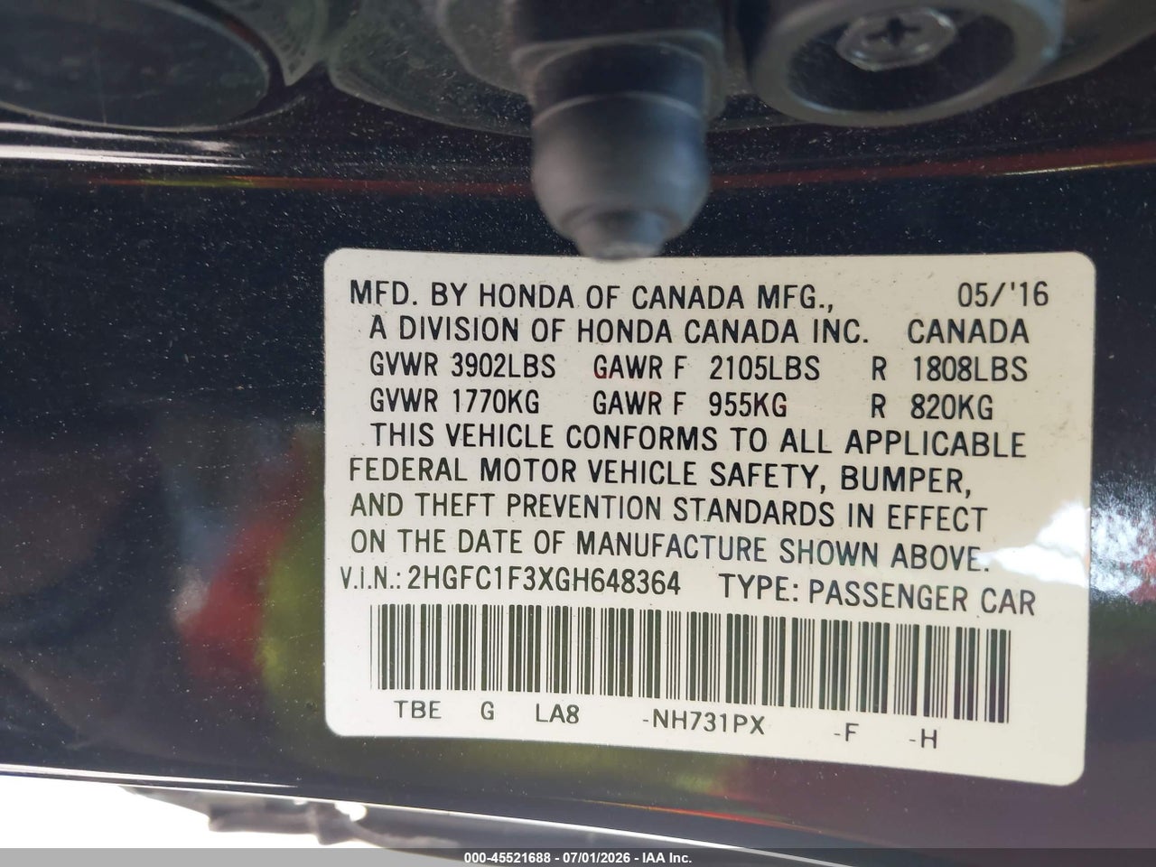 2016 HONDA CIVIC EX-T thumbnail 10