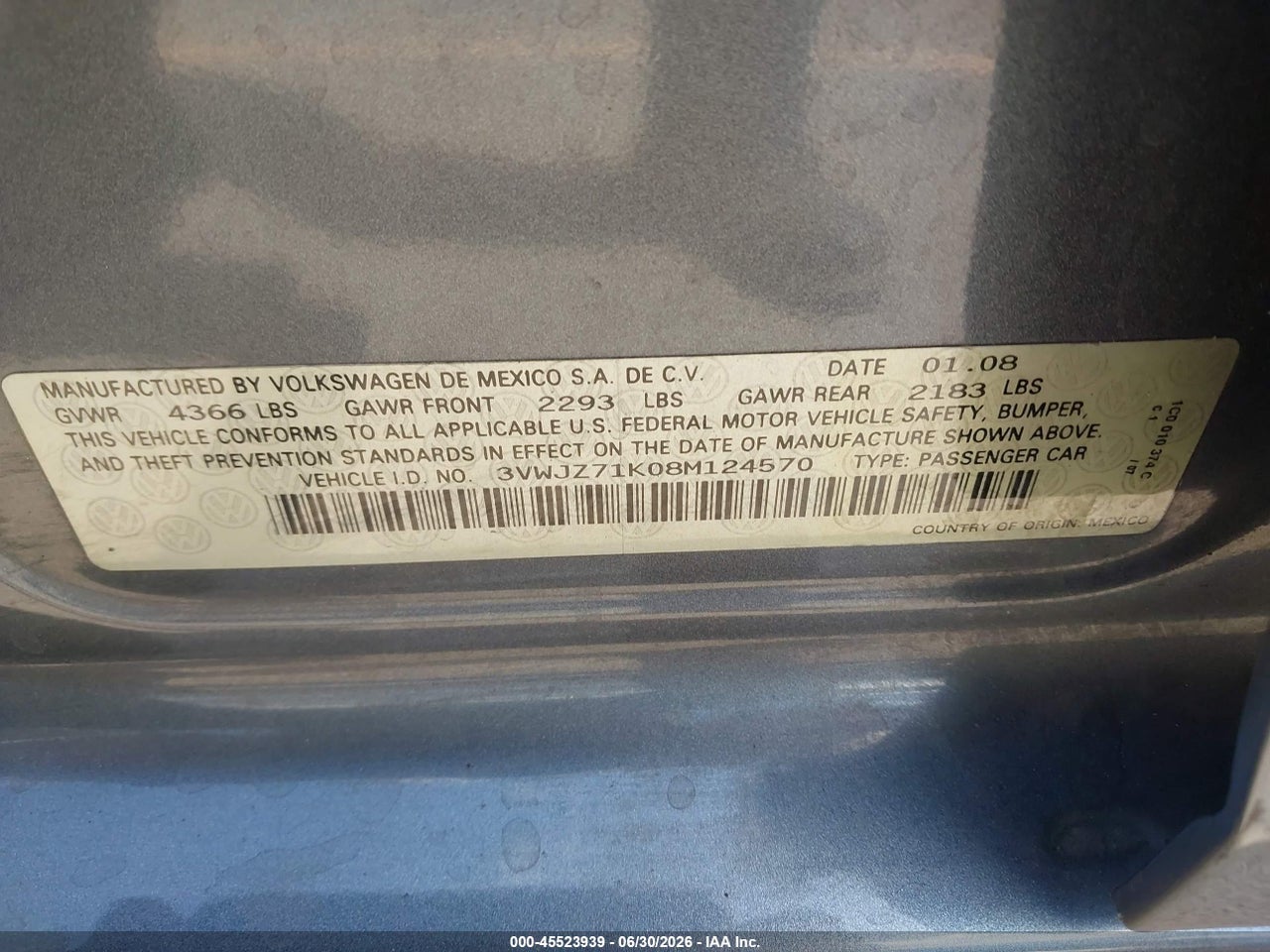 2008 VOLKSWAGEN JETTA S thumbnail 10