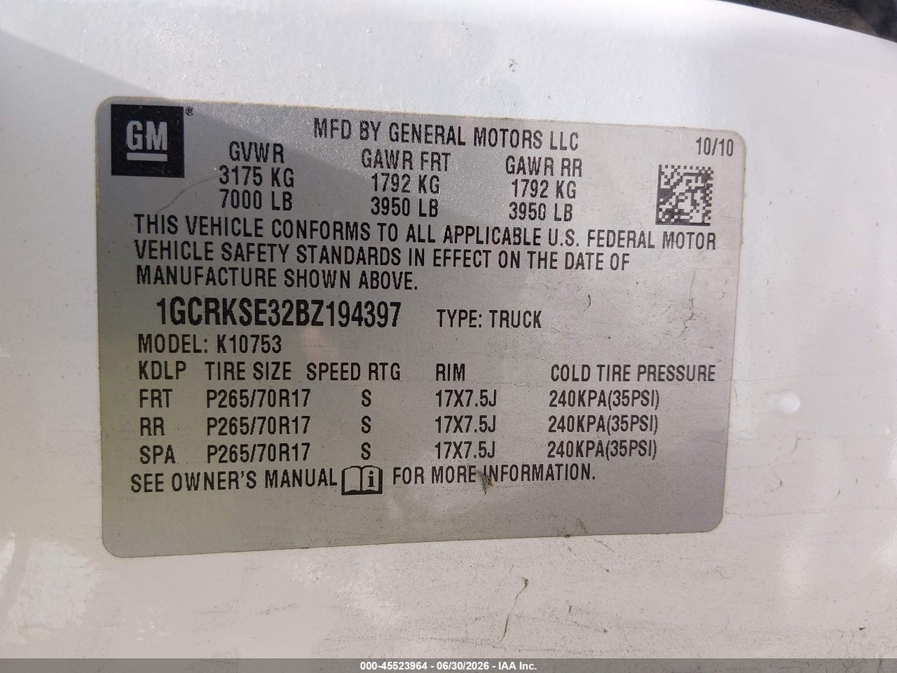 2011 CHEVROLET SILVERADO 1500 LT thumbnail 10