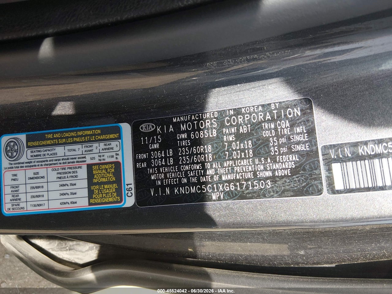 2016 KIA SEDONA SX thumbnail 10