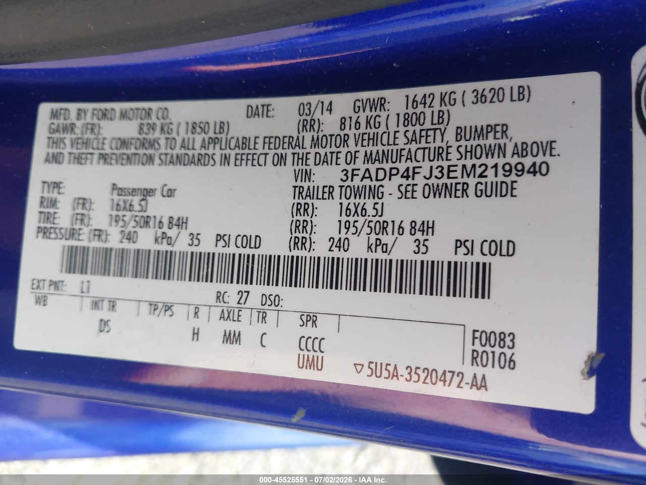 2014 FORD FIESTA TITANIUM thumbnail 10