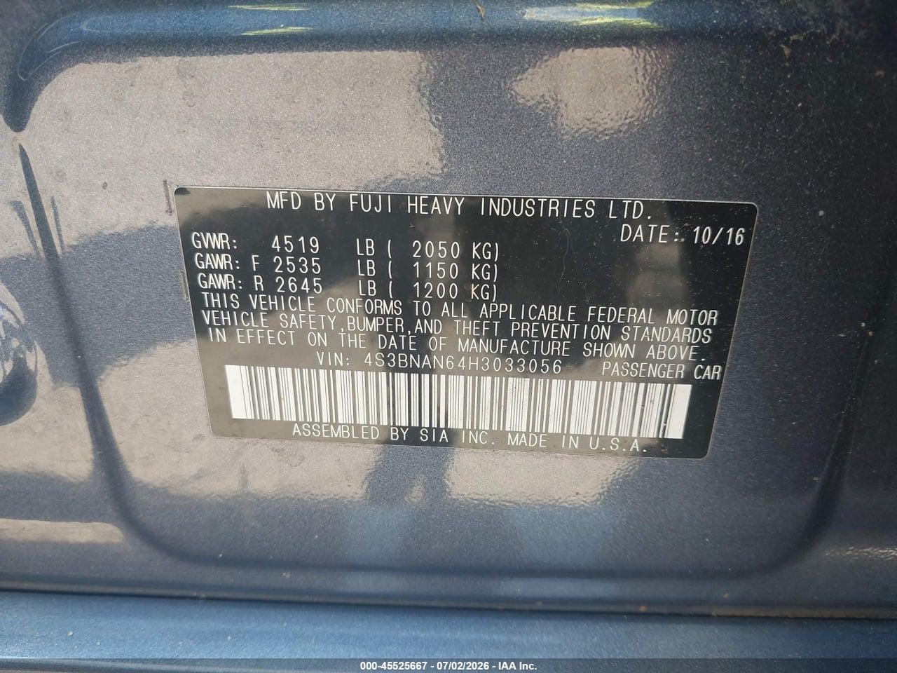 2017 SUBARU LEGACY 2.5I LIMITED thumbnail 10