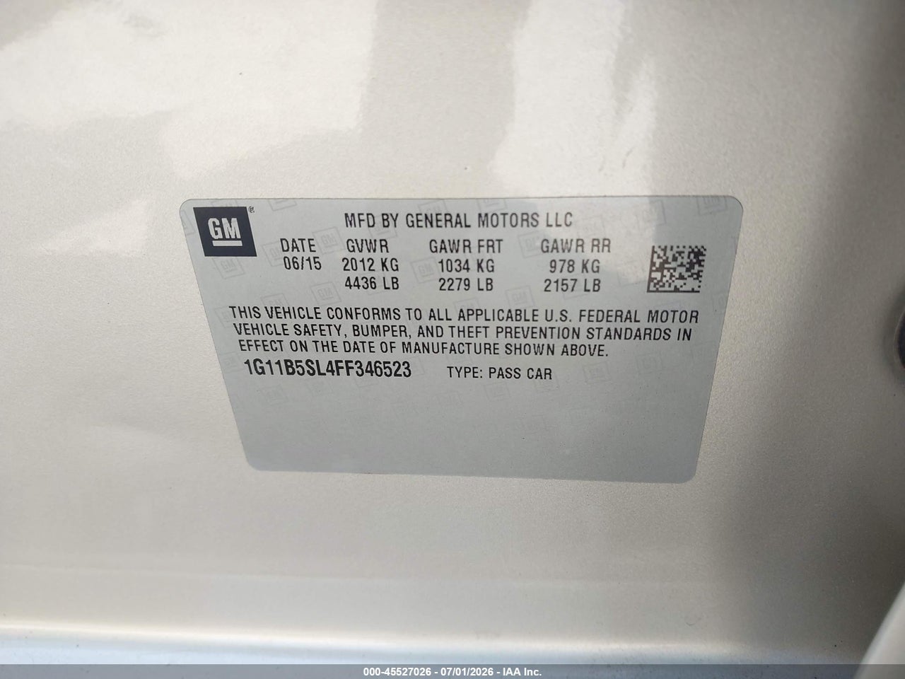 2015 CHEVROLET MALIBU LS thumbnail 10