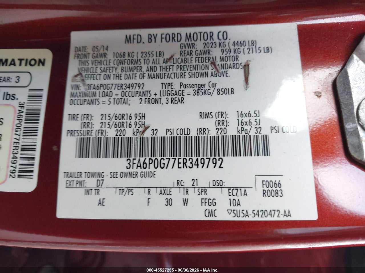 2014 FORD FUSION S thumbnail 10