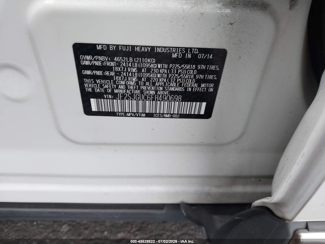 2015 SUBARU FORESTER 2.0XT TOURING thumbnail 10