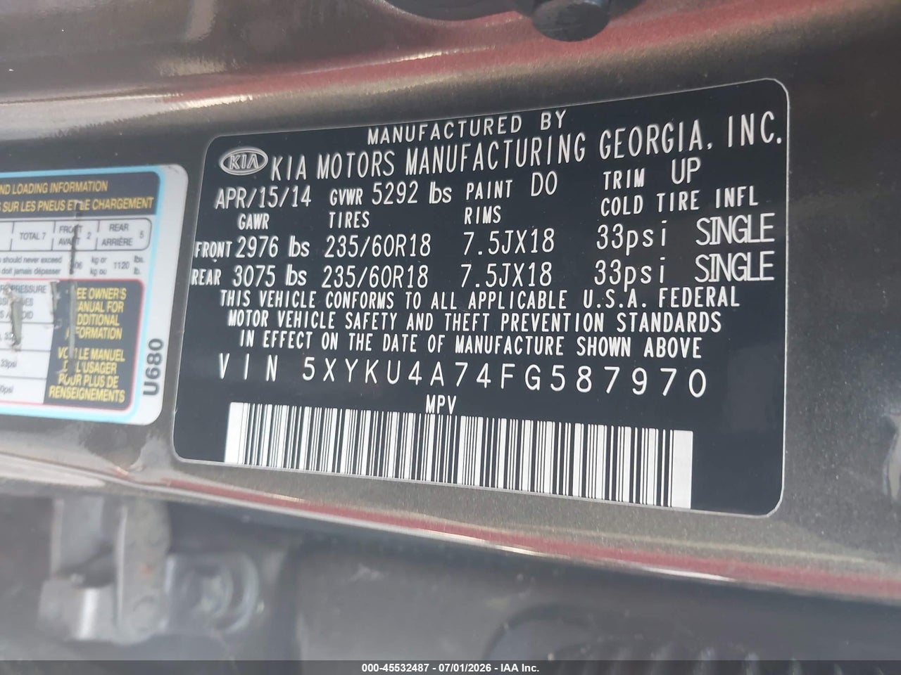 2015 KIA SORENTO EX V6 thumbnail 10