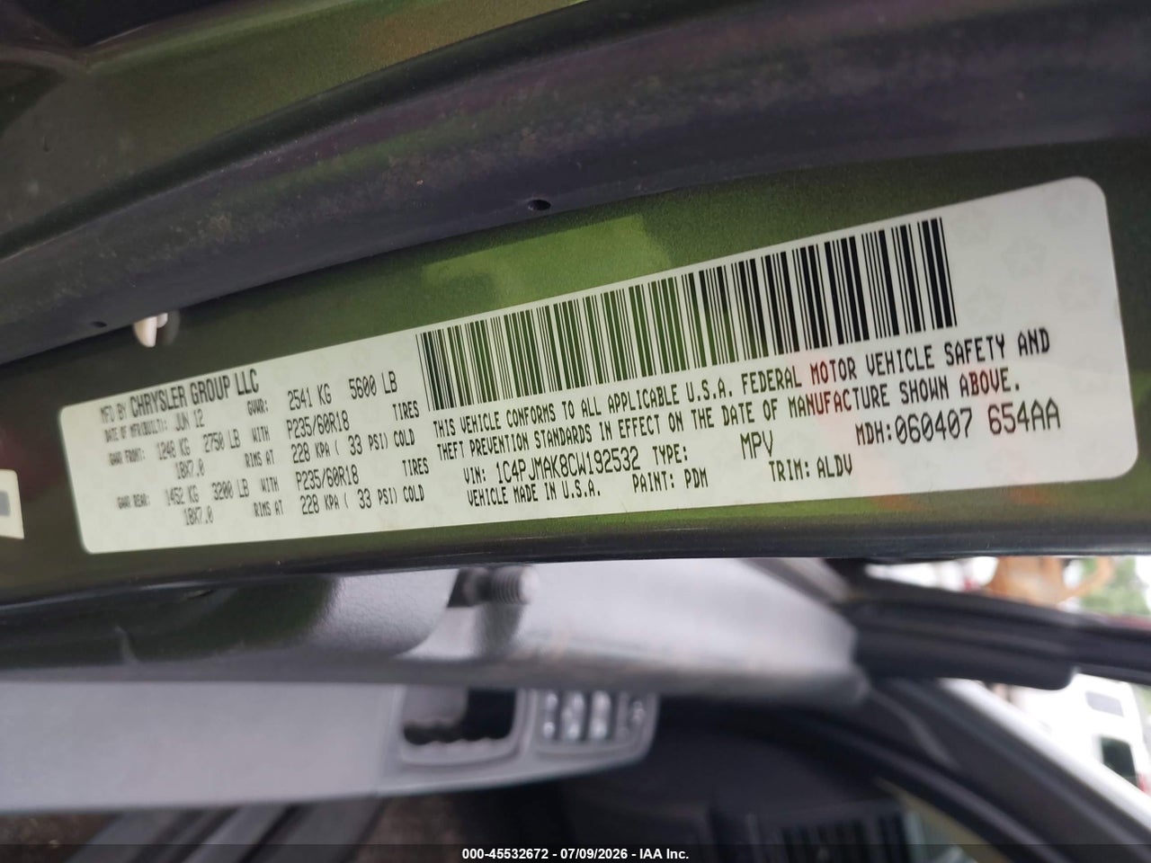 2012 JEEP LIBERTY SPORT thumbnail 10