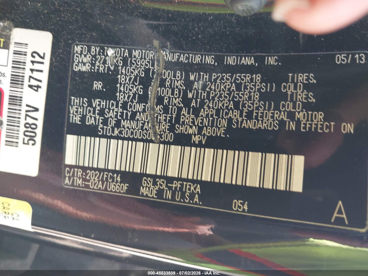 2013 TOYOTA SIENNA LE 7 PASSENGER thumbnail 10