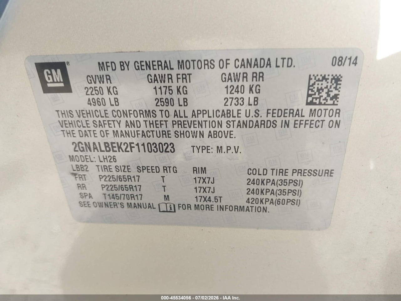 2015 CHEVROLET EQUINOX LT thumbnail 10