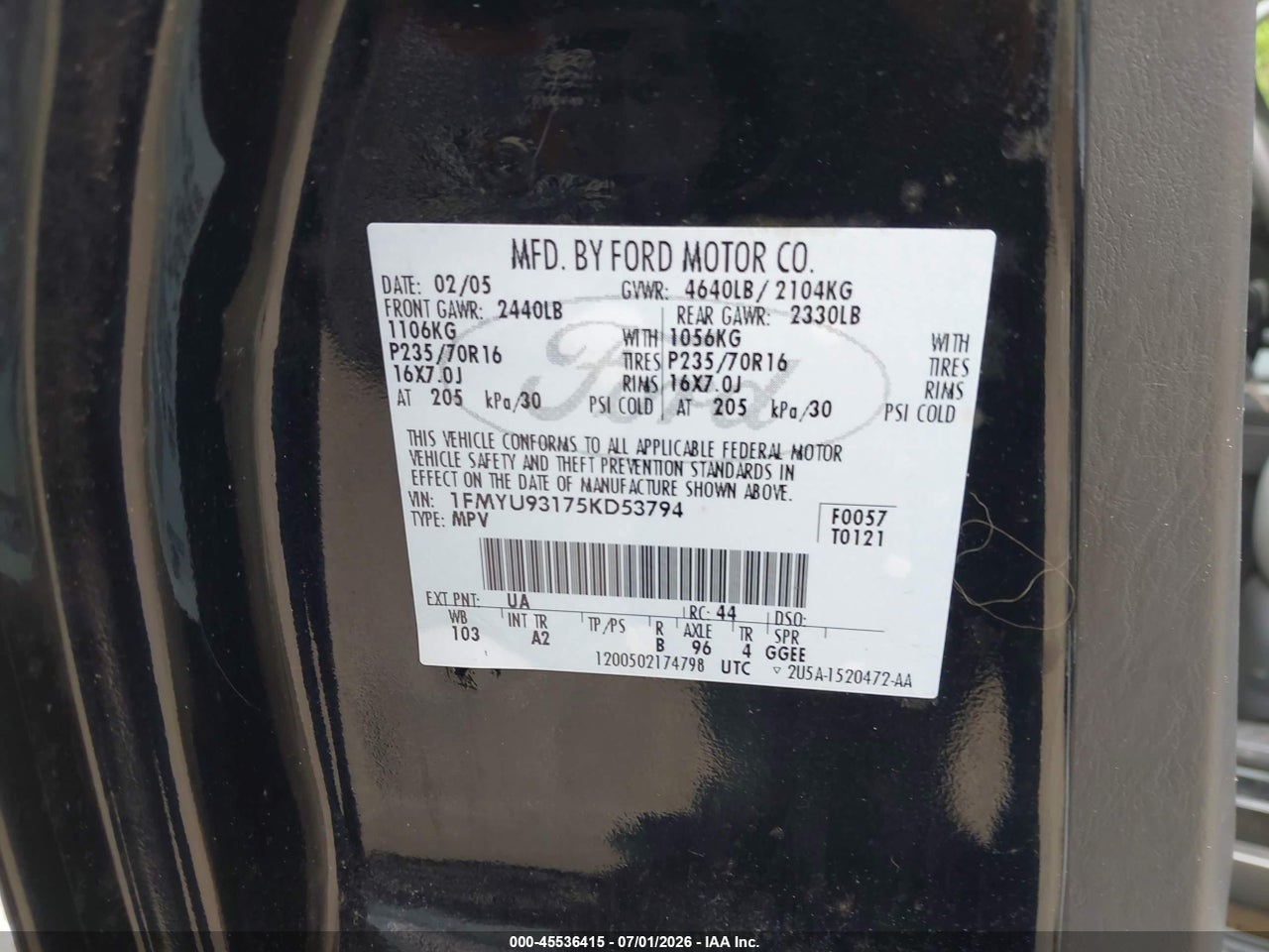 2005 FORD ESCAPE XLT thumbnail 10