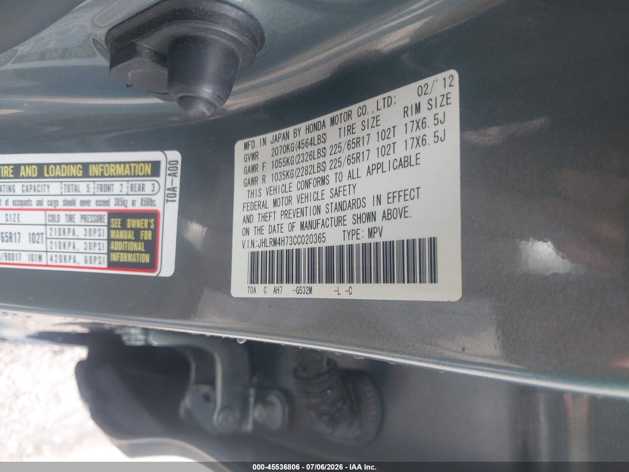 2012 HONDA CR-V EX-L thumbnail 10