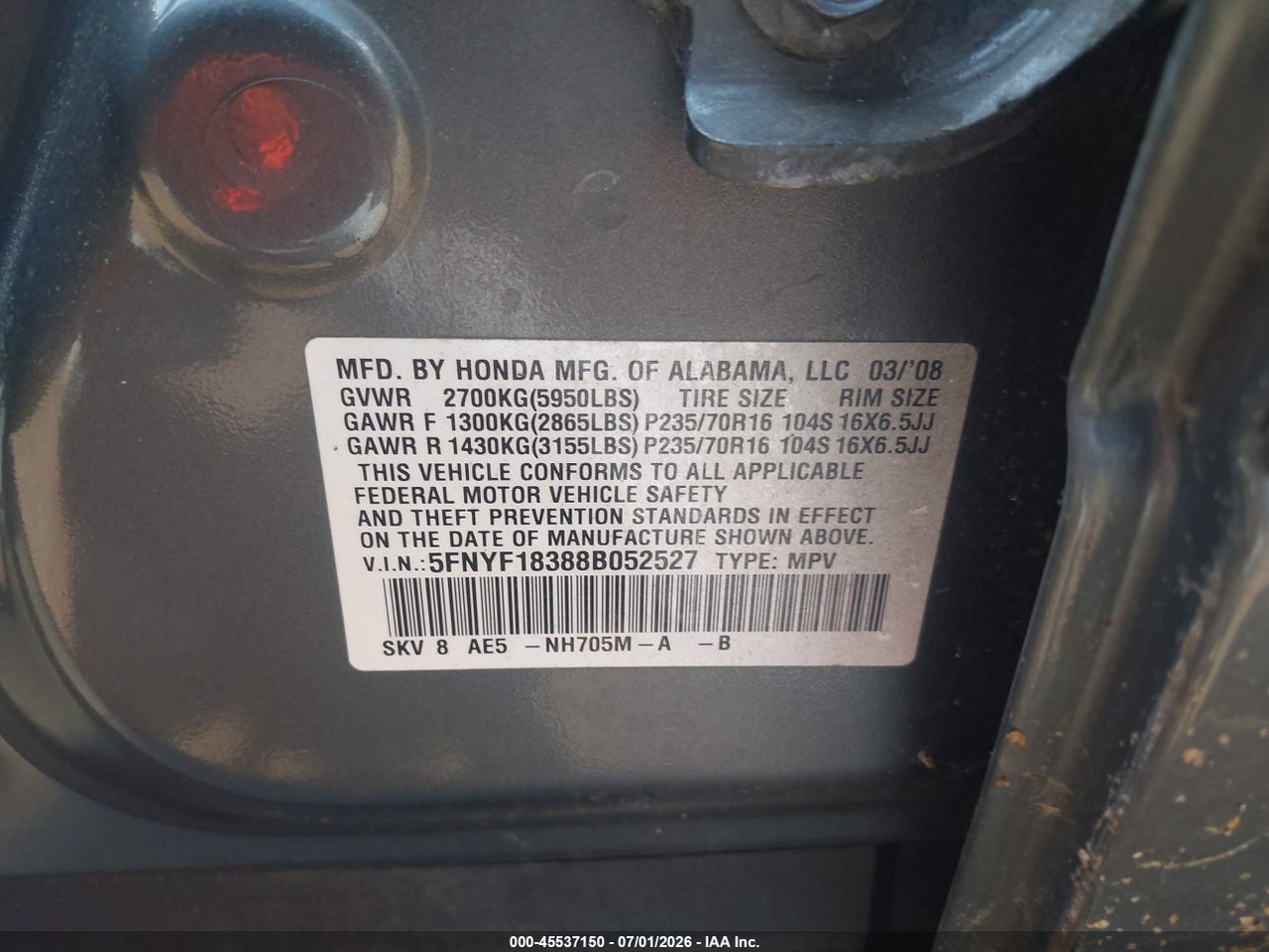2008 HONDA PILOT SE thumbnail 10