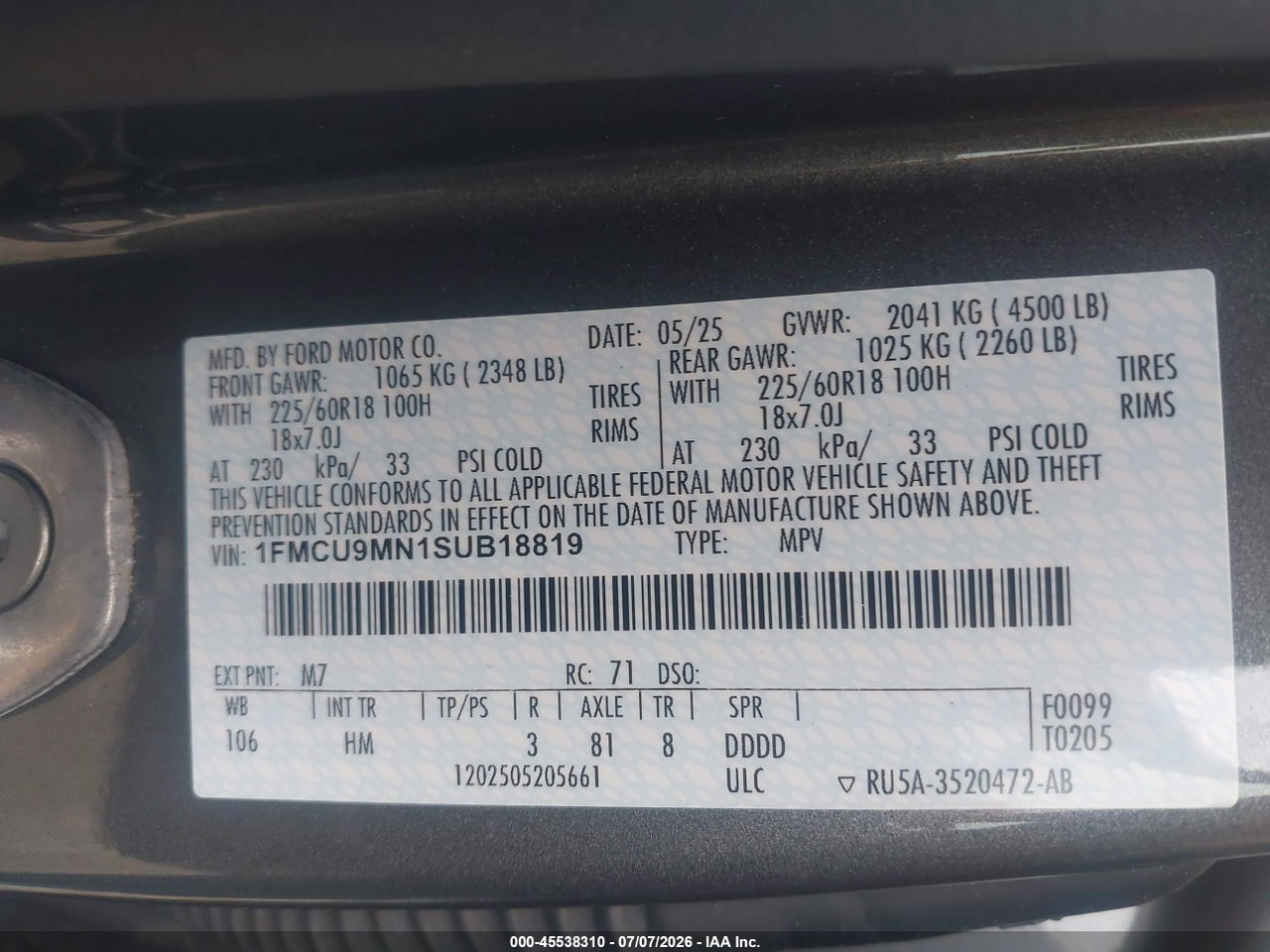 2025 FORD ESCAPE ST-LINE thumbnail 10
