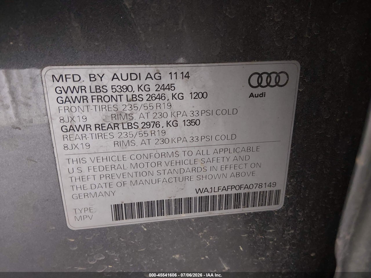 2015 AUDI Q5 2.0T PREMIUM thumbnail 10