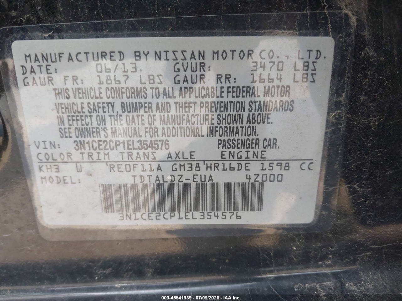 2014 NISSAN VERSA NOTE SV thumbnail 10