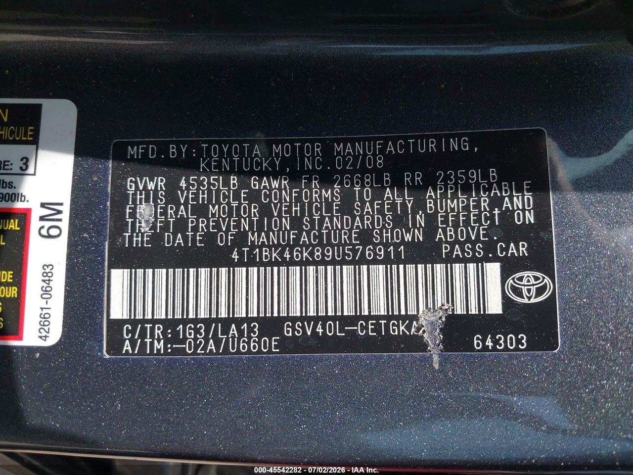 2009 TOYOTA CAMRY XLE V6 thumbnail 10