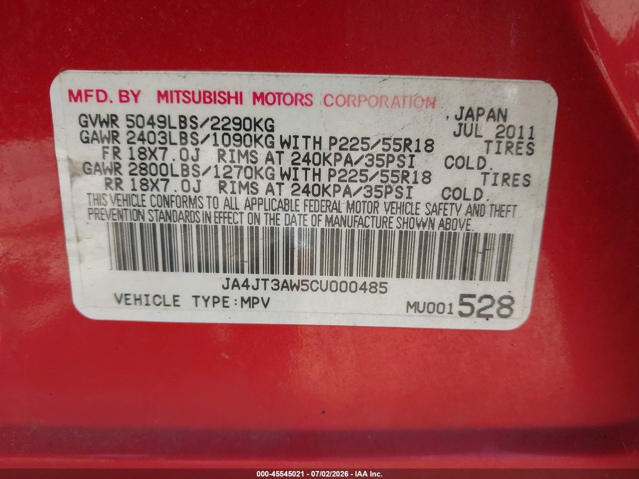 2012 MITSUBISHI OUTLANDER SE thumbnail 10