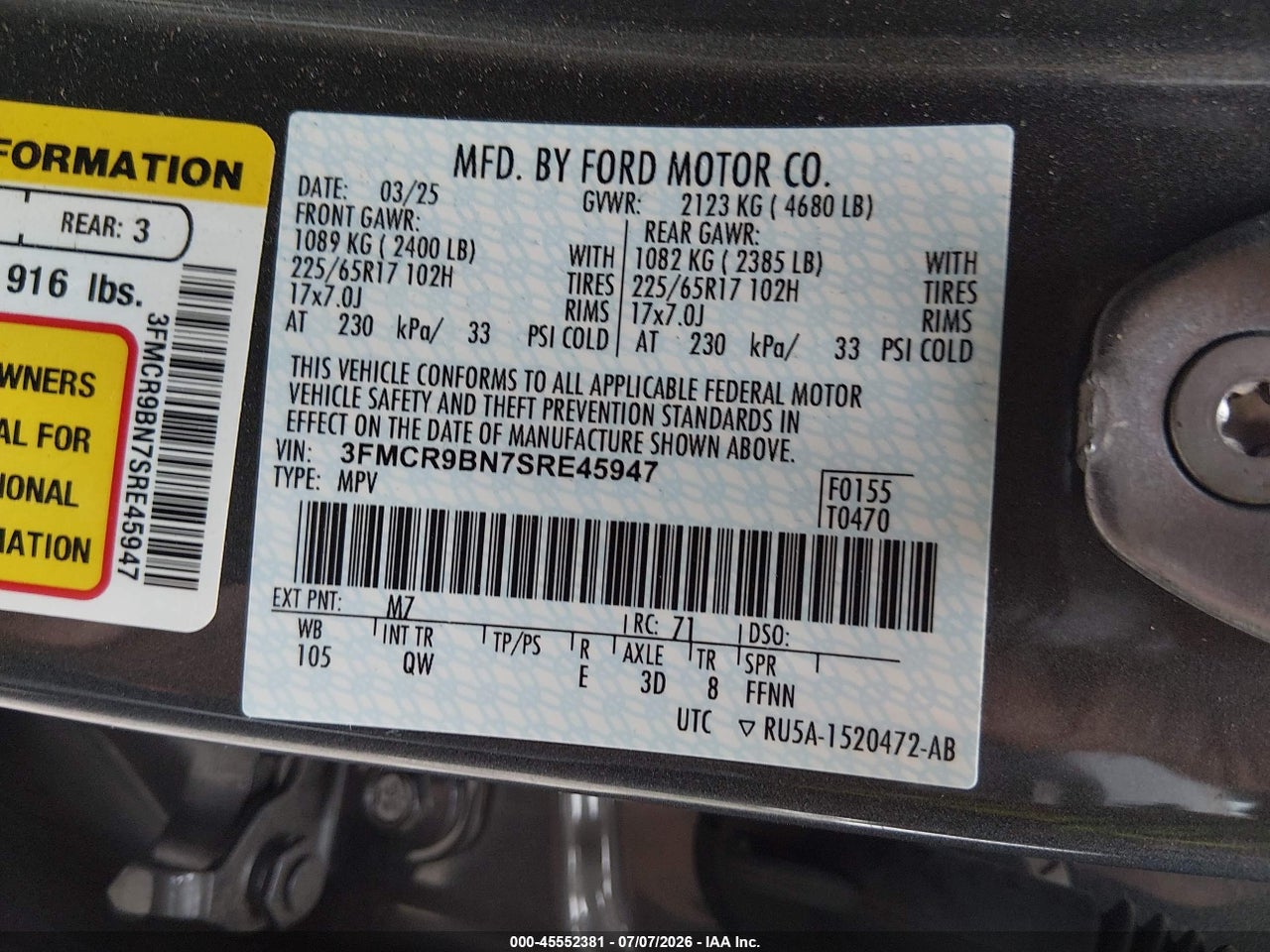 2025 FORD BRONCO SPORT BIG BEND thumbnail 10