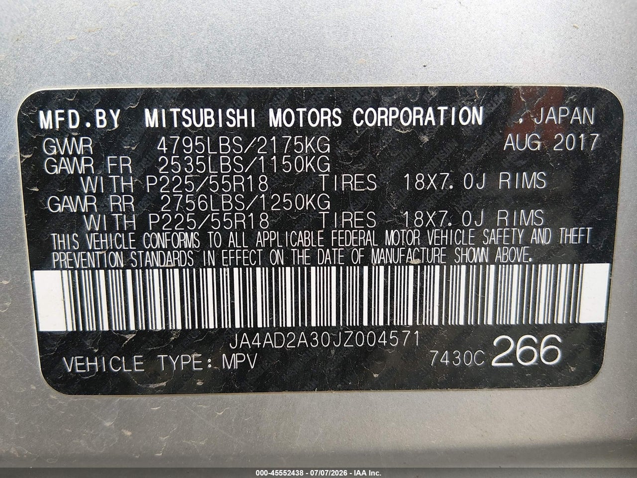 2018 MITSUBISHI OUTLANDER ES thumbnail 10