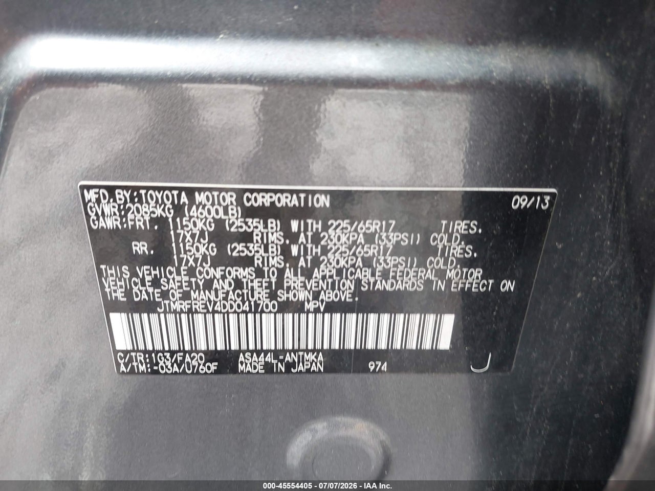 2013 TOYOTA RAV4 XLE thumbnail 10