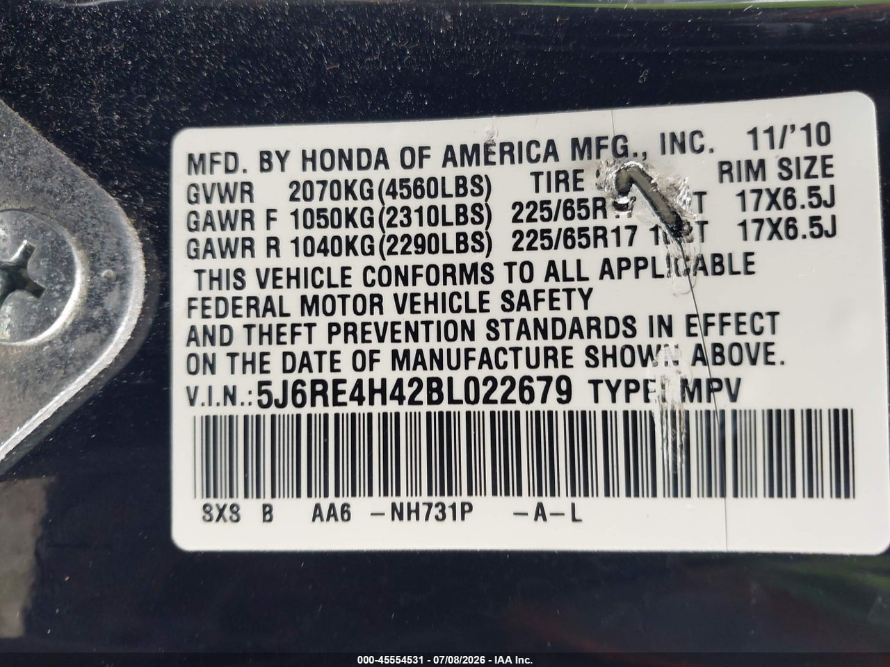 2011 HONDA CR-V SE thumbnail 10
