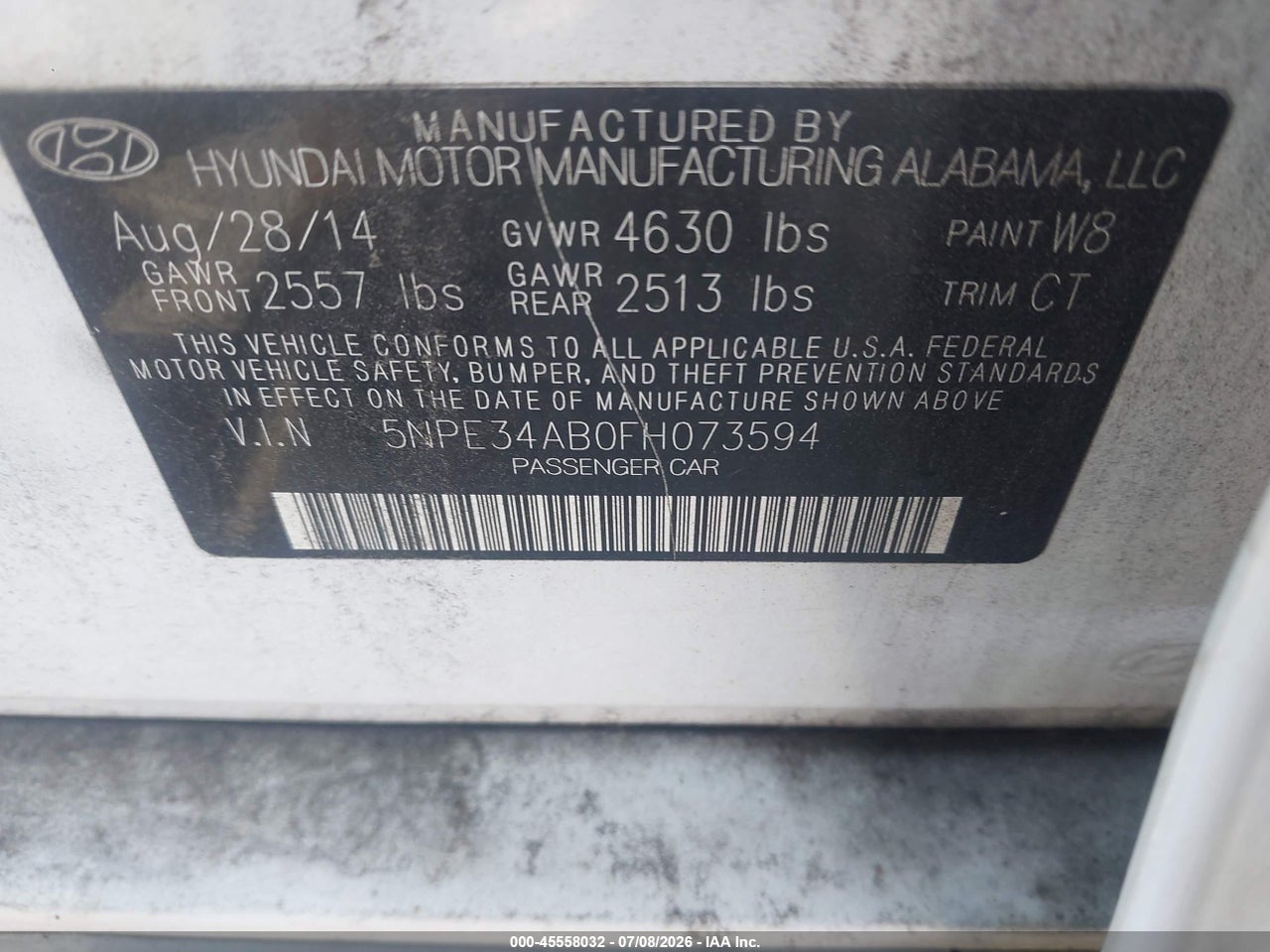 2015 HYUNDAI SONATA SPORT 2.0T thumbnail 10