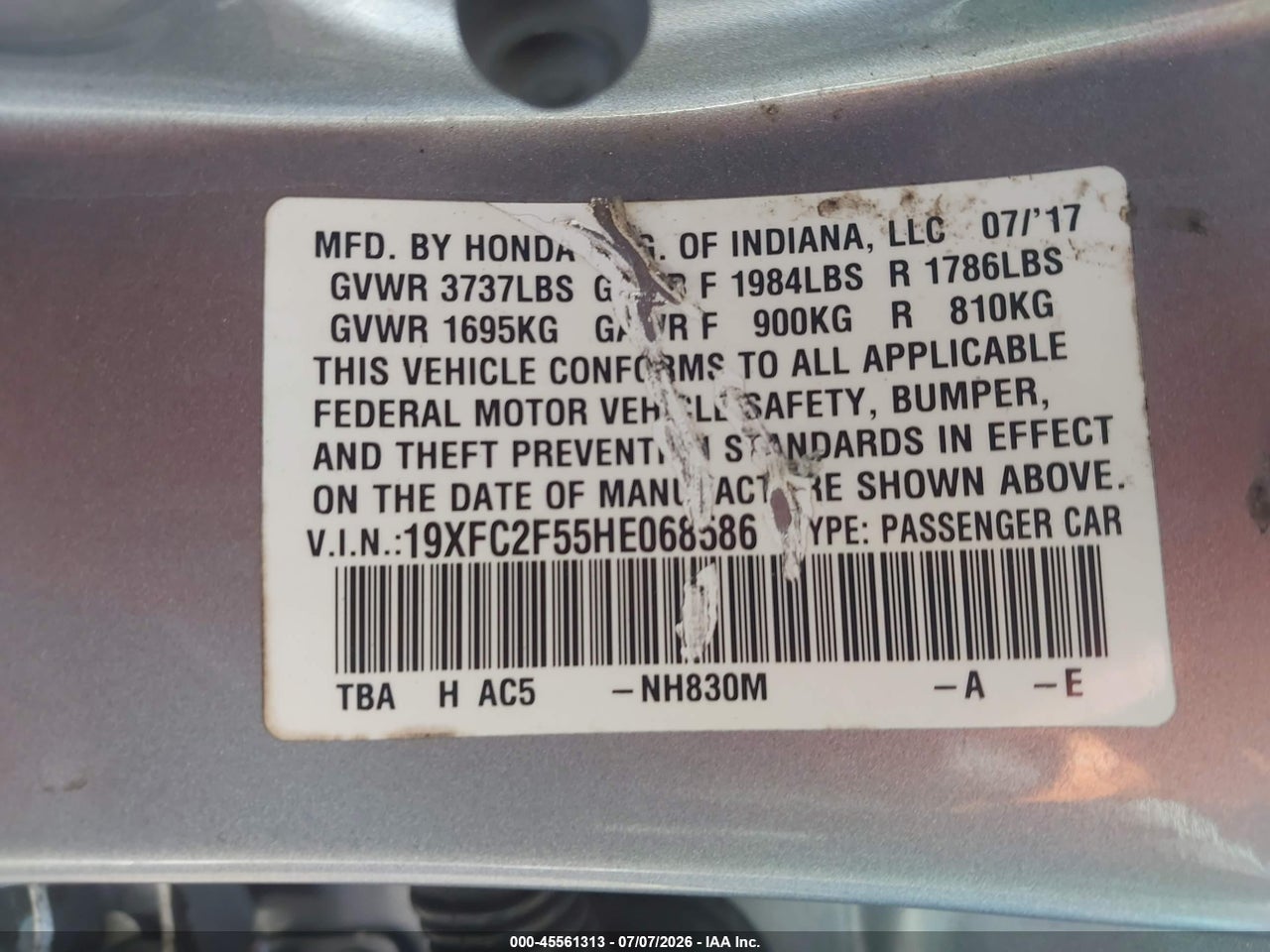 2017 HONDA CIVIC LX thumbnail 10