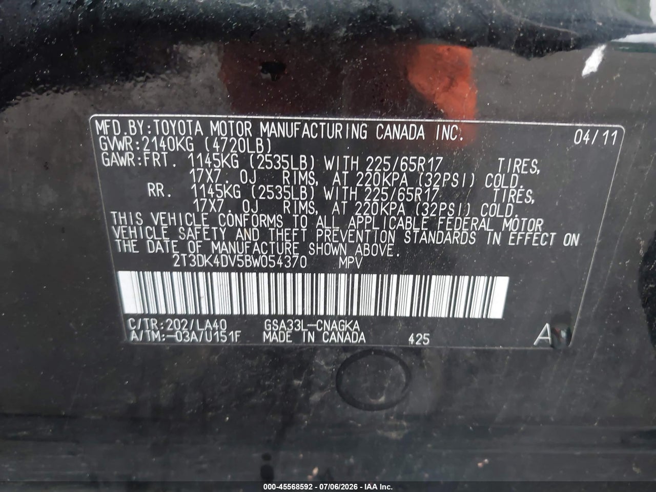 2011 TOYOTA RAV4 LIMITED V6 thumbnail 10