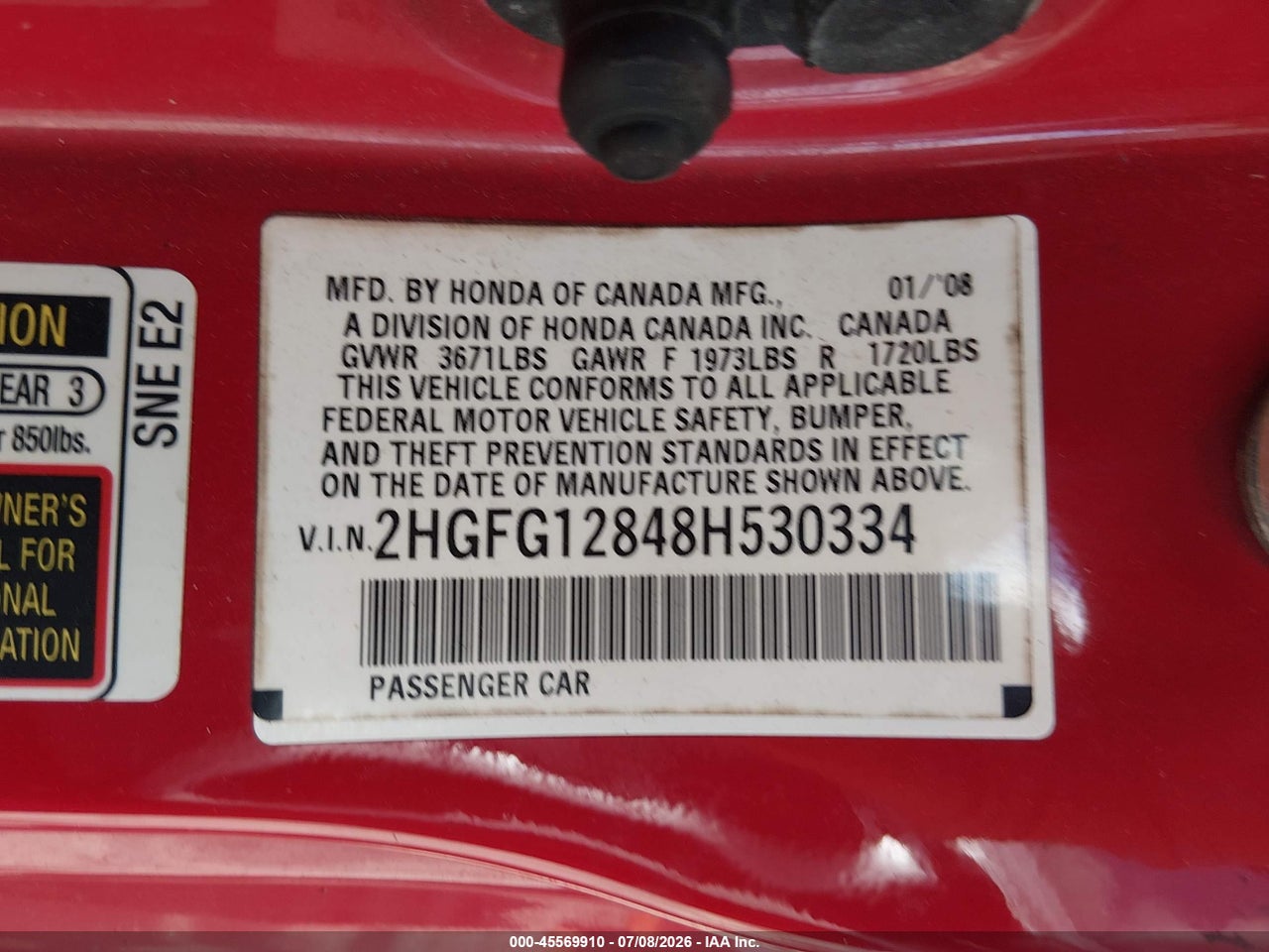 2008 HONDA CIVIC EX thumbnail 10