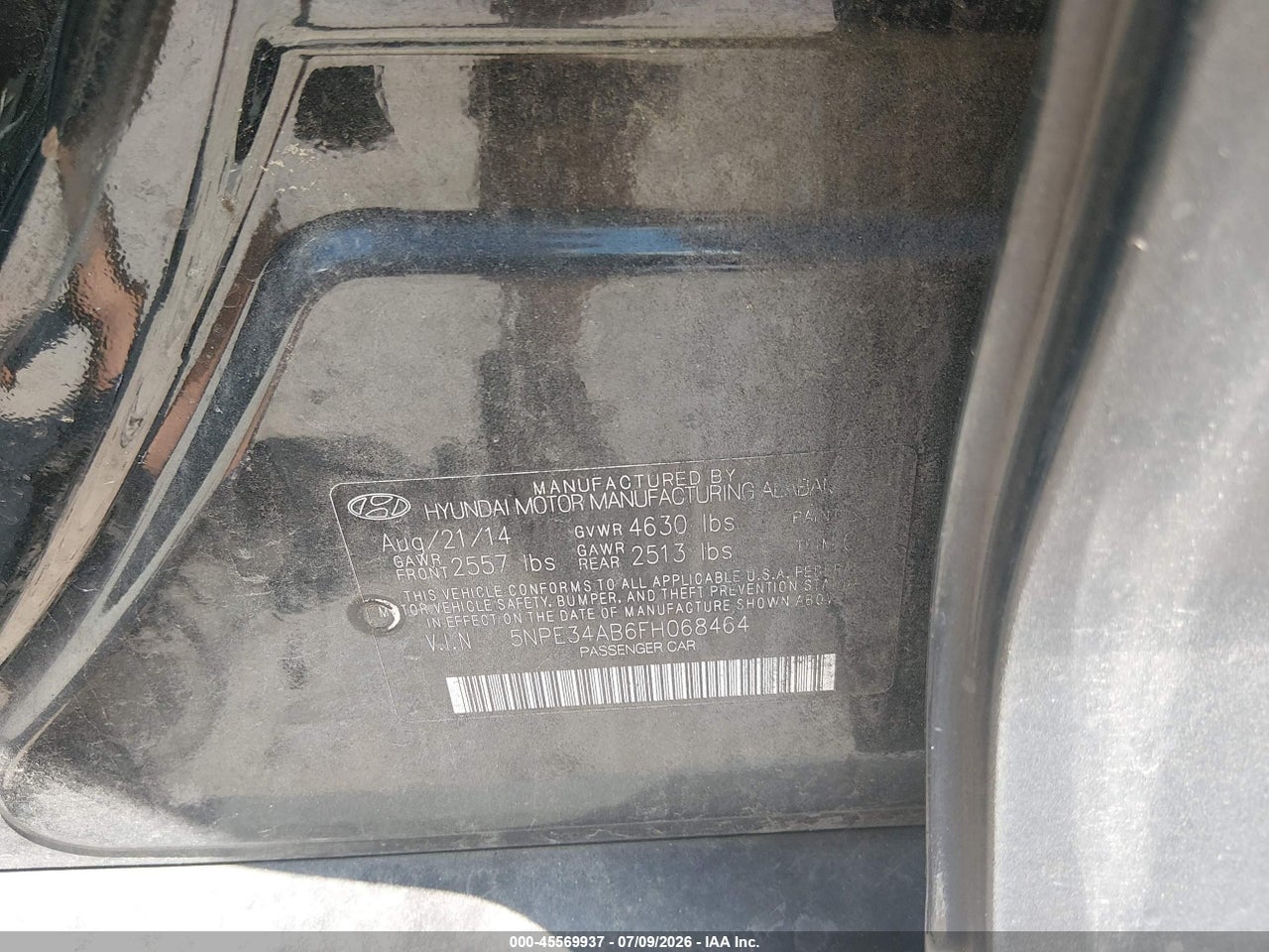 2015 HYUNDAI SONATA SPORT 2.0T thumbnail 10