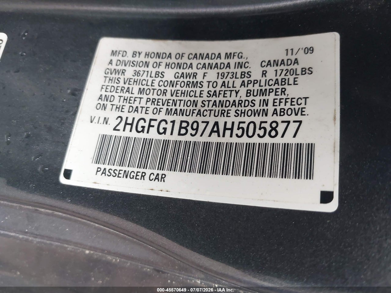 2010 HONDA CIVIC EX-L thumbnail 10