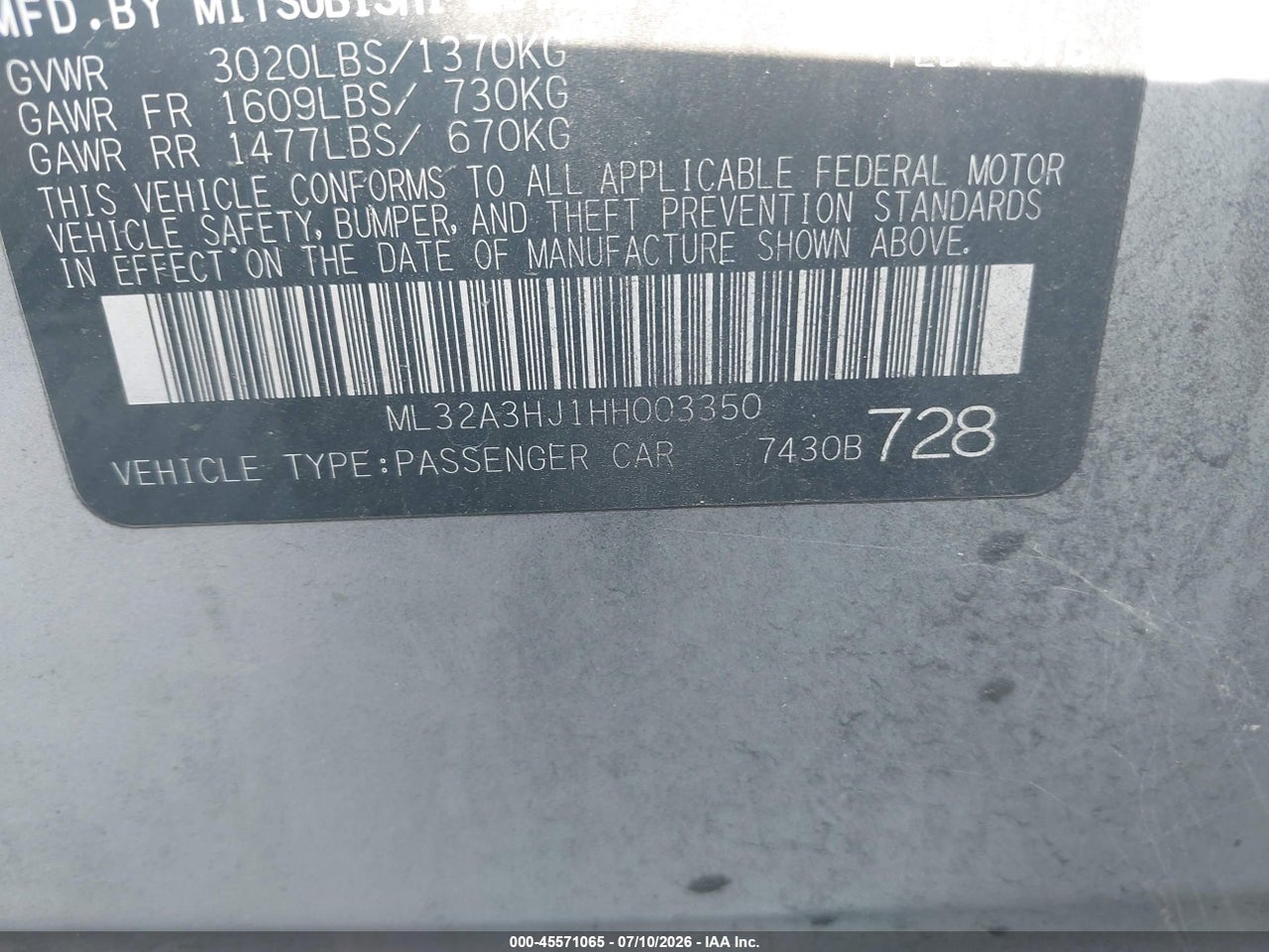 2017 MITSUBISHI MIRAGE ES thumbnail 10